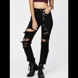 Carmar black ripped jeans. Size 25.